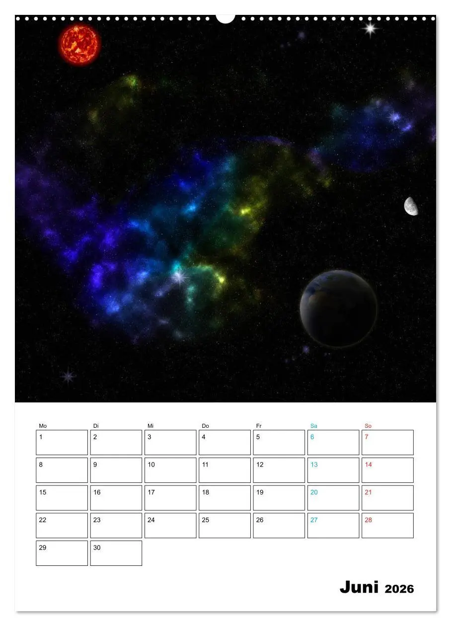 Bild: 9783516416893 | Im Weltraum (Wandkalender 2026 DIN A2 hoch), CALVENDO Monatskalender