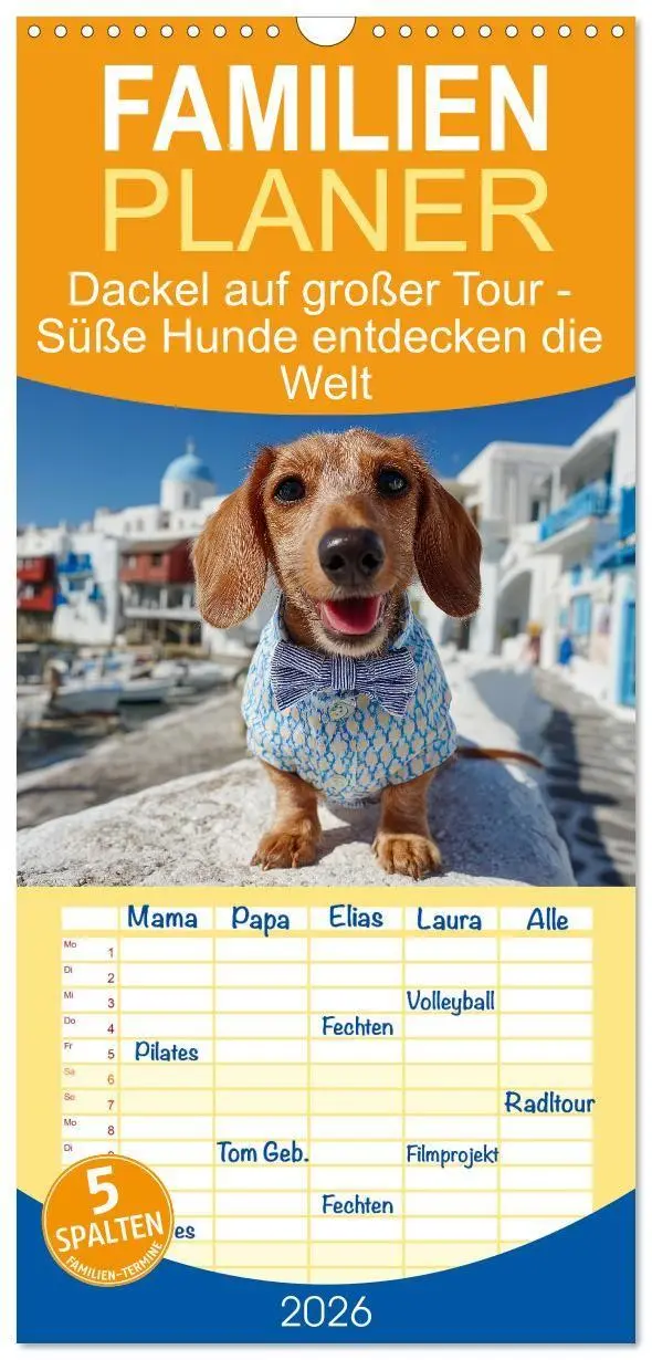 Cover: 9783516656893 | Familienplaner 2026 - Dackel auf großer Tour - Süße Hunde entdecken...