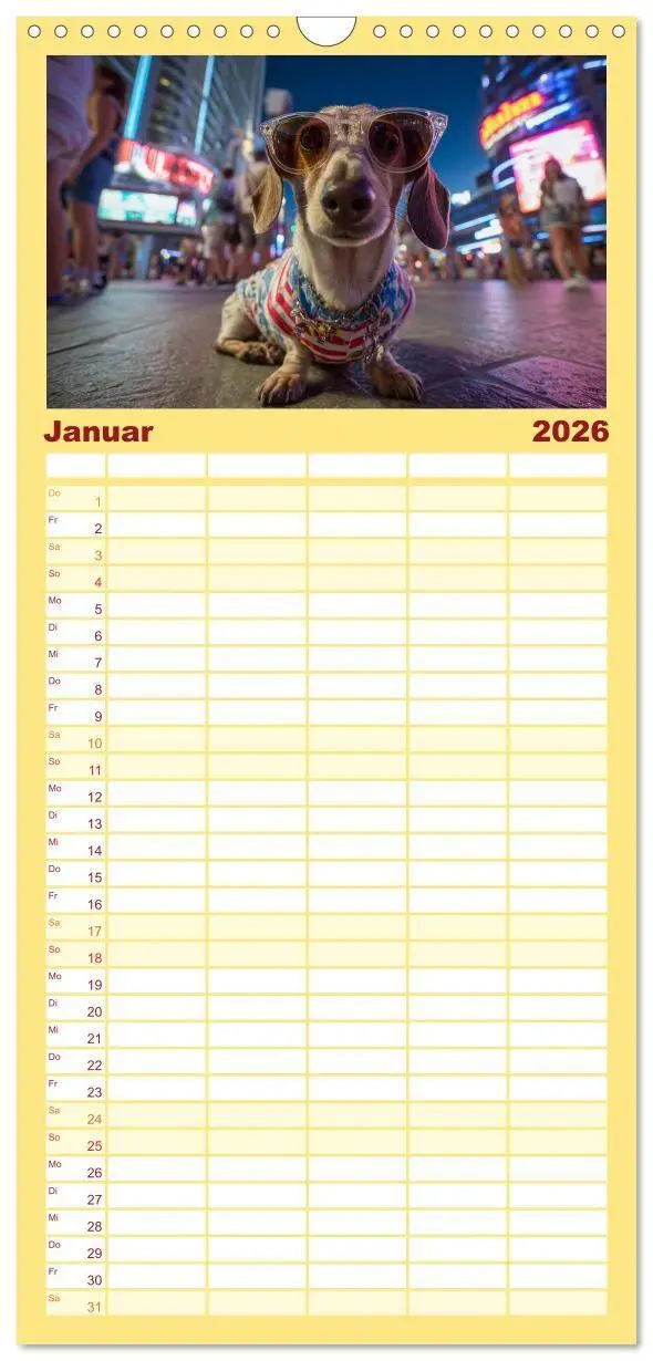 Bild: 9783516656893 | Familienplaner 2026 - Dackel auf großer Tour - Süße Hunde entdecken...