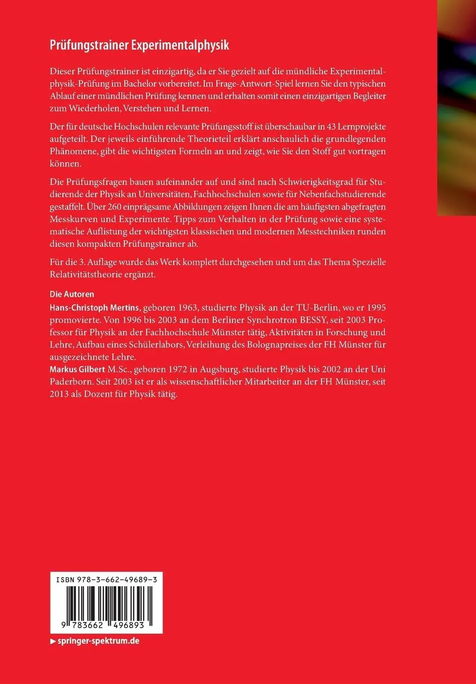 Rückseite: 9783662496893 | Prüfungstrainer Experimentalphysik | Markus Gilbert (u. a.) | Buch