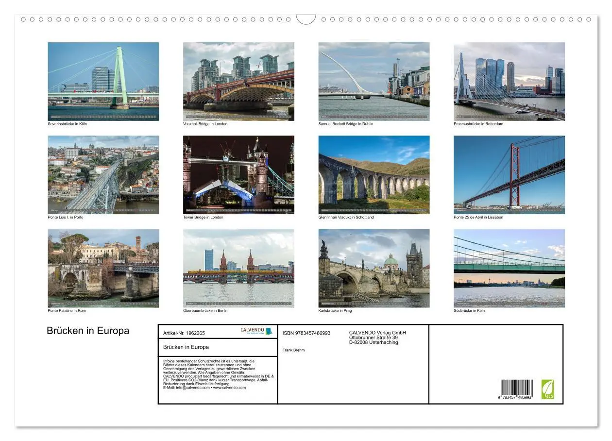 Bild: 9783457486993 | Brücken in Europa (Wandkalender 2026 DIN A2 quer), CALVENDO...