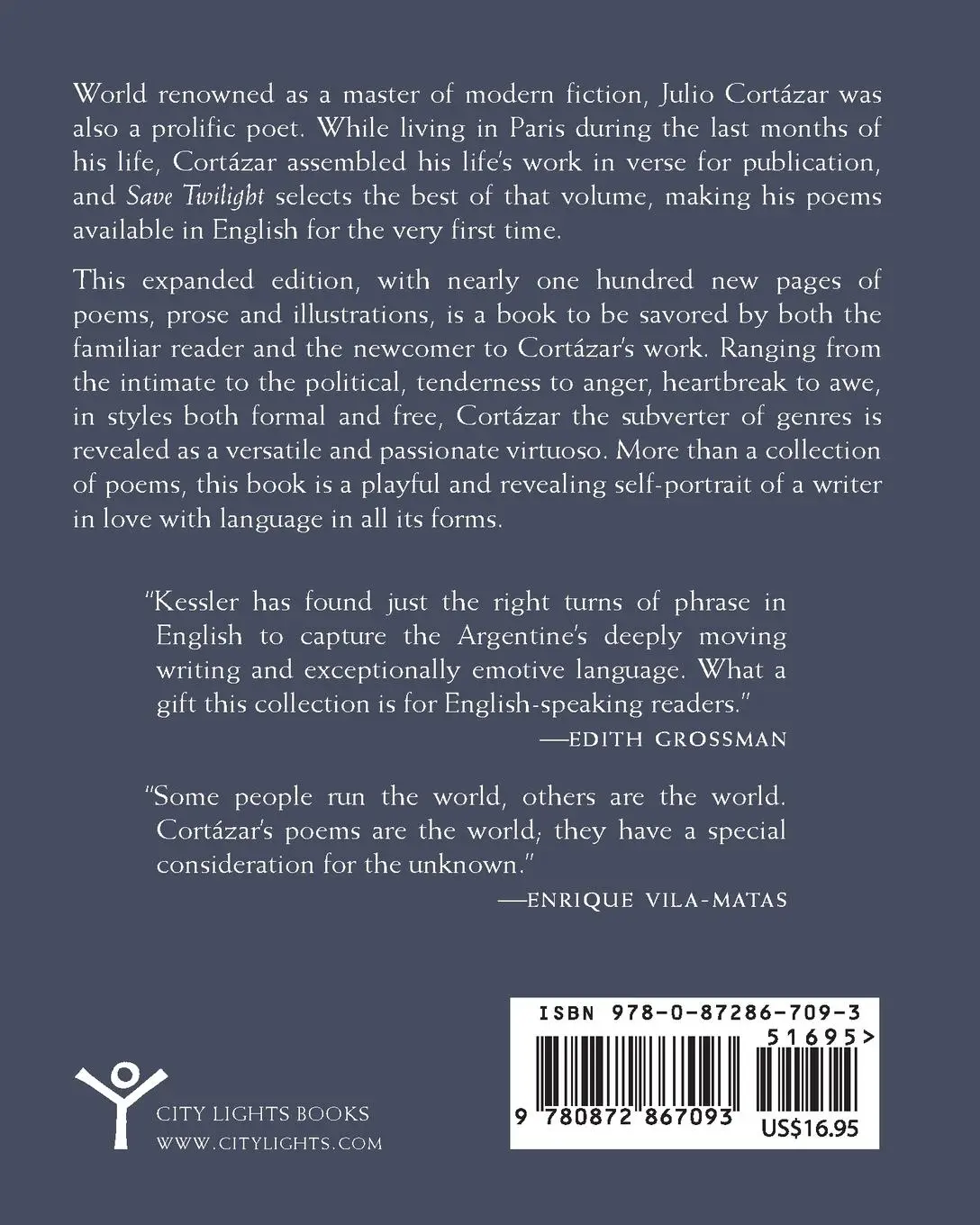 Rückseite: 9780872867093 | Save Twilight: Selected Poems | Pocket Poets No. 53 | Julio Cortázar