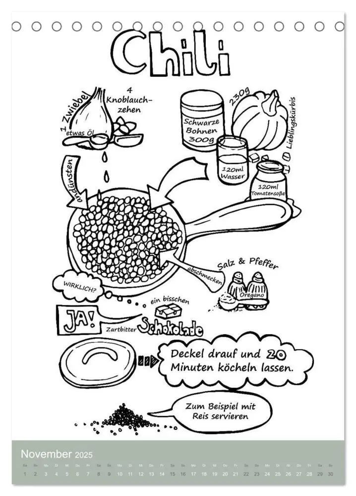 Bild: 9783435977093 | KOCH MAL KALENDER - Lustige Rezepte zum Ausmalen (Tischkalender...