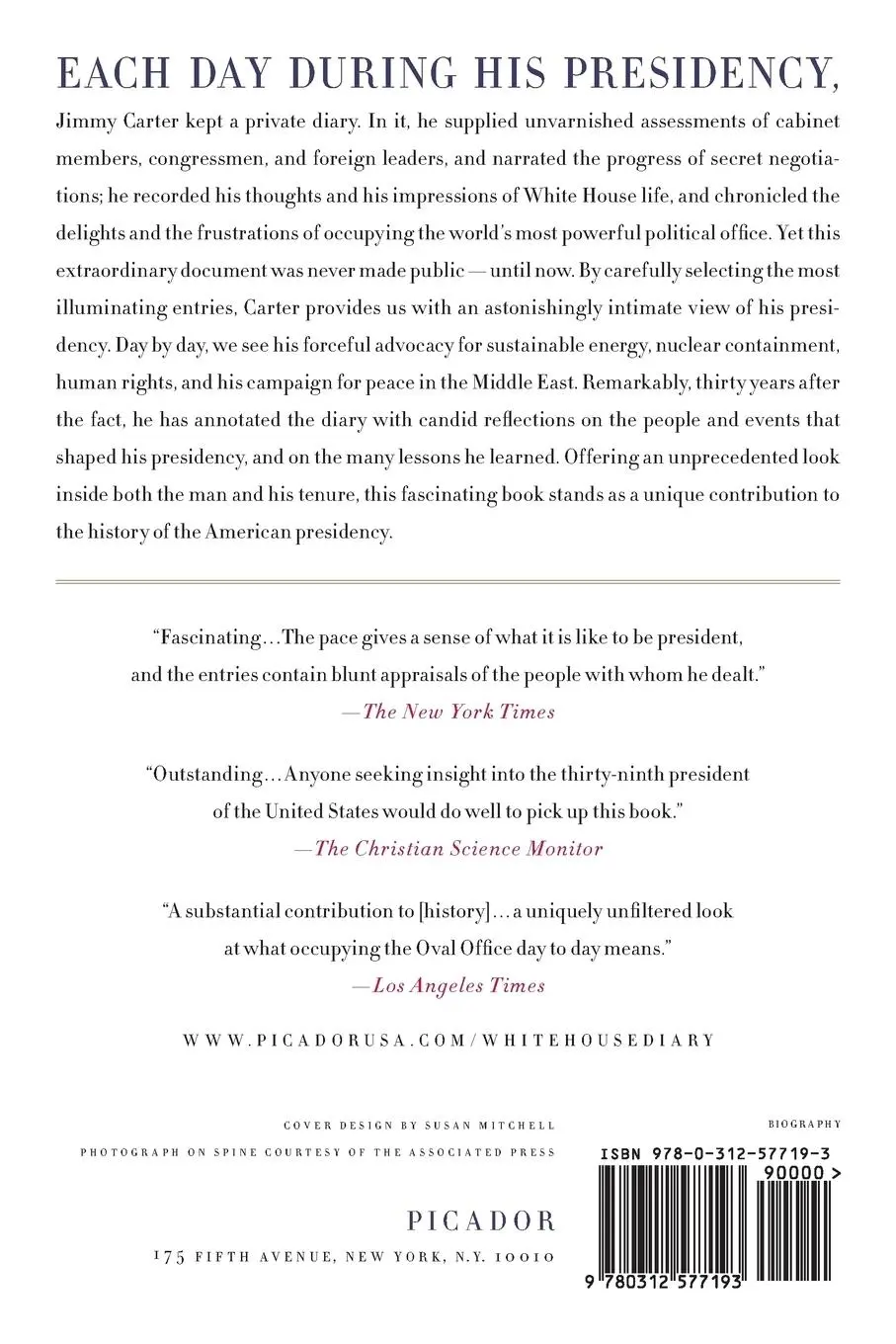 Rückseite: 9780312577193 | White House Diary | Jimmy Carter | Taschenbuch | Englisch | 2011