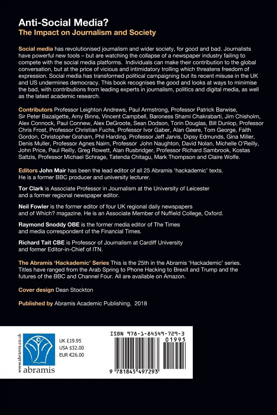 Rückseite: 9781845497293 | Anti-Social Media? | The Impact on Journalism and Society | Buch