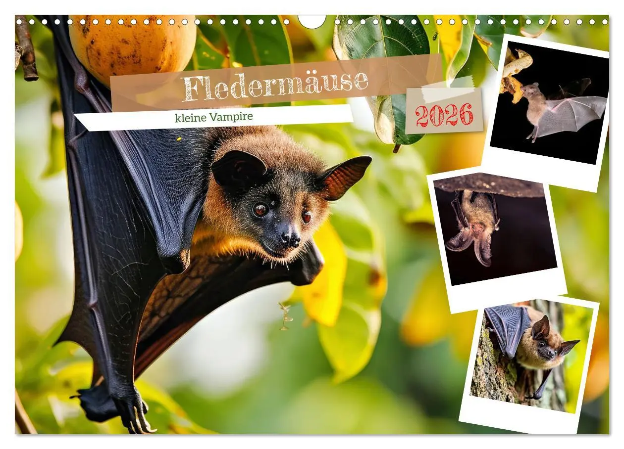 Cover: 9783457357293 | Fledermäuse - kleine Vampire (Wandkalender 2026 DIN A3 quer),...