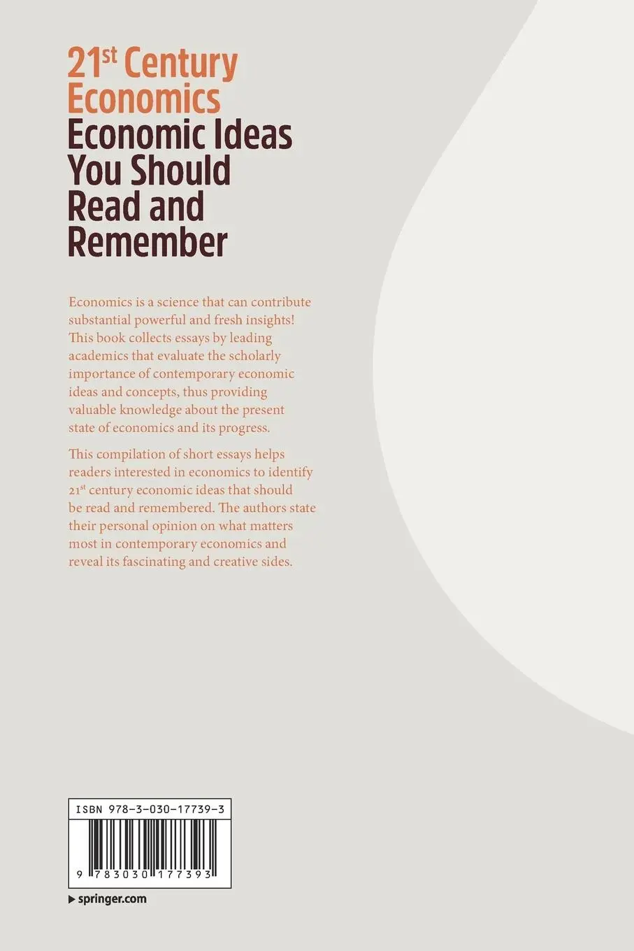Rückseite: 9783030177393 | 21st Century Economics | Economic Ideas You Should Read and Remember