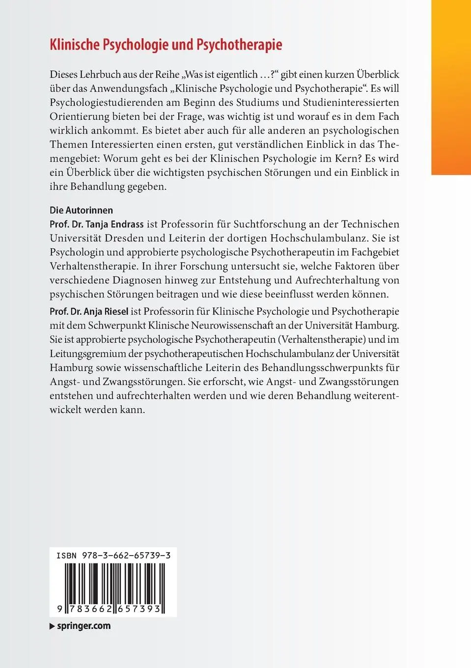 Rückseite: 9783662657393 | Klinische Psychologie und Psychotherapie | Anja Riesel (u. a.) | Buch
