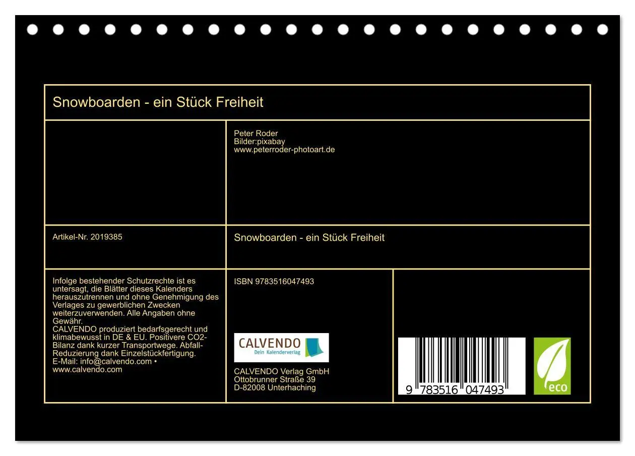 Bild: 9783516047493 | Snowboarden - ein Stück Freiheit (Tischkalender 2026 DIN A5 quer),...