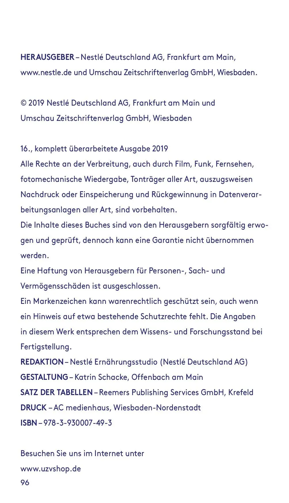 Bild: 9783930007493 | Kalorien mundgerecht für unterwegs | Nestlé Deutschland AG | Broschüre