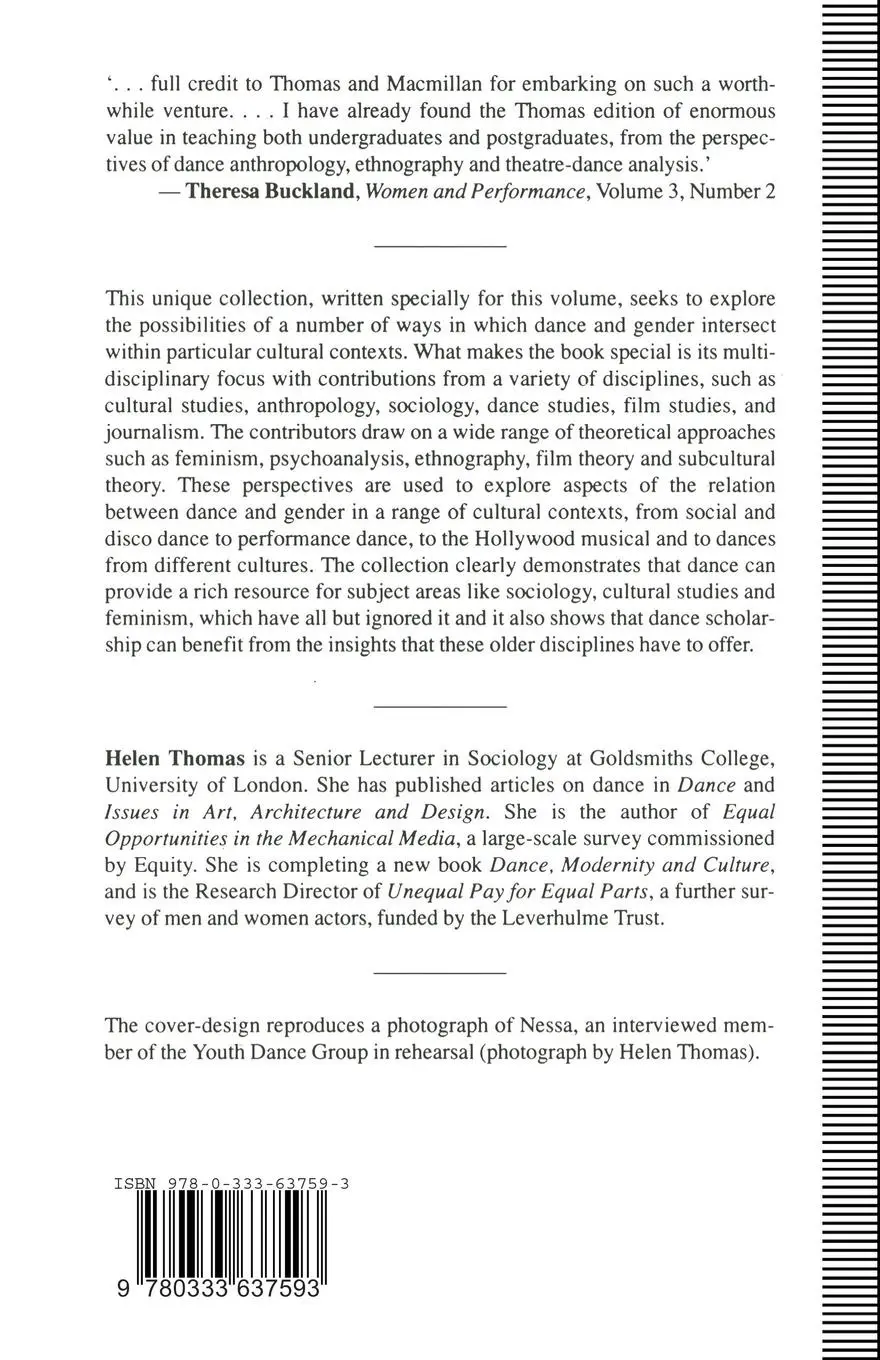 Rückseite: 9780333637593 | Dance, Gender and Culture | Helen Thomas | Taschenbuch | xx | Englisch