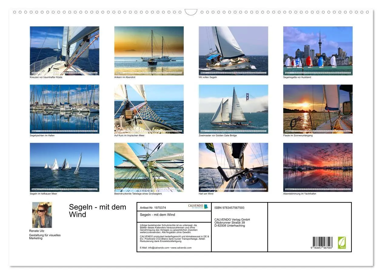 Bild: 9783457567593 | Segeln - mit dem Wind (Wandkalender 2026 DIN A2 quer), CALVENDO...