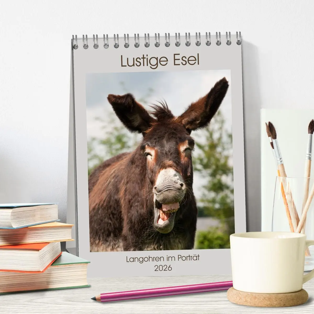 Bild: 9783516417593 | Lustige Esel - Langohren im Porträt (Tischkalender 2026 DIN A5...