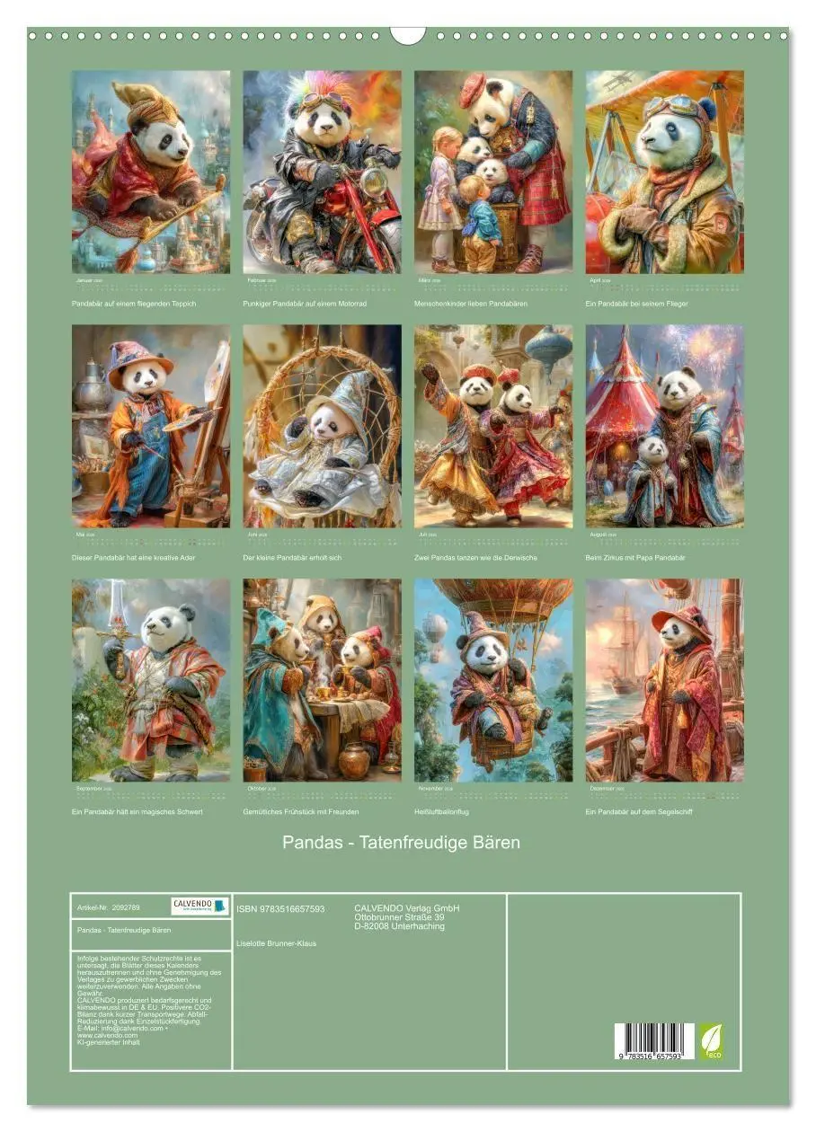 Bild: 9783516657593 | Pandas - Tatenfreudige Bären (Wandkalender 2026 DIN A2 hoch),...
