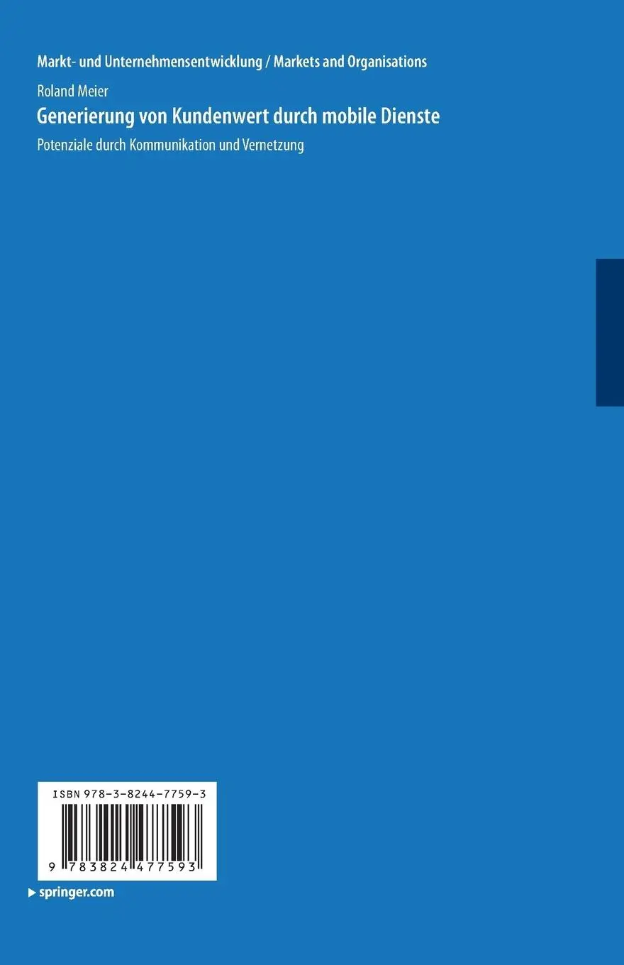 Rückseite: 9783824477593 | Generierung von Kundenwert durch mobile Dienste | Roland Meier | Buch