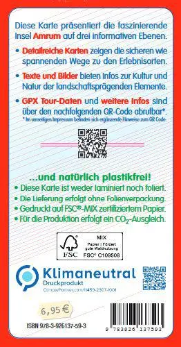 Rückseite: 9783926137593 | Amrum - touristische Karte | Rolf Drewes (u. a.) | (Land-)Karte | 2 S.