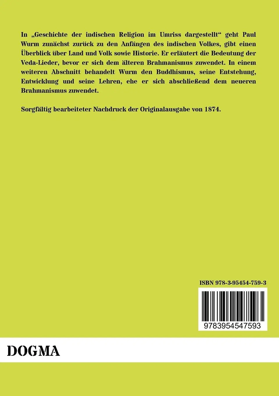 Rückseite: 9783954547593 | Geschichte der indischen Religion im Umriss dargestellt | Paul Wurm