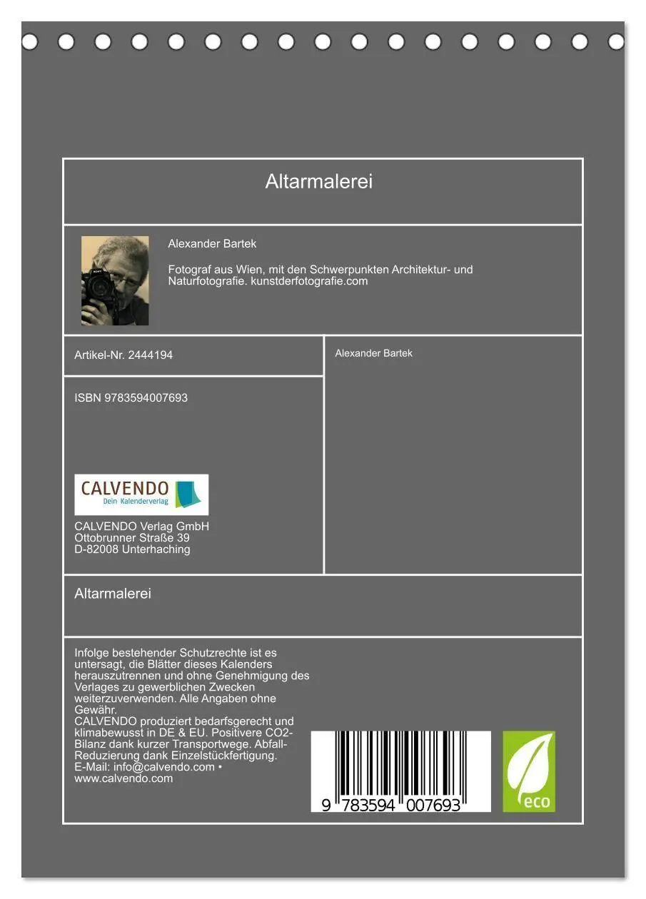 Bild: 9783594007693 | Altarmalerei (Tischkalender 2027 DIN A5 hoch), CALVENDO Monatskalender
