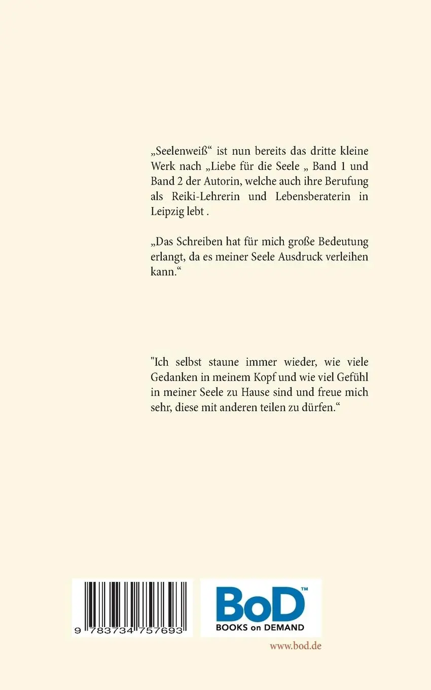 Rückseite: 9783734757693 | Seelenweiß | Marion Jana Goeritz | Taschenbuch | Paperback | 72 S.