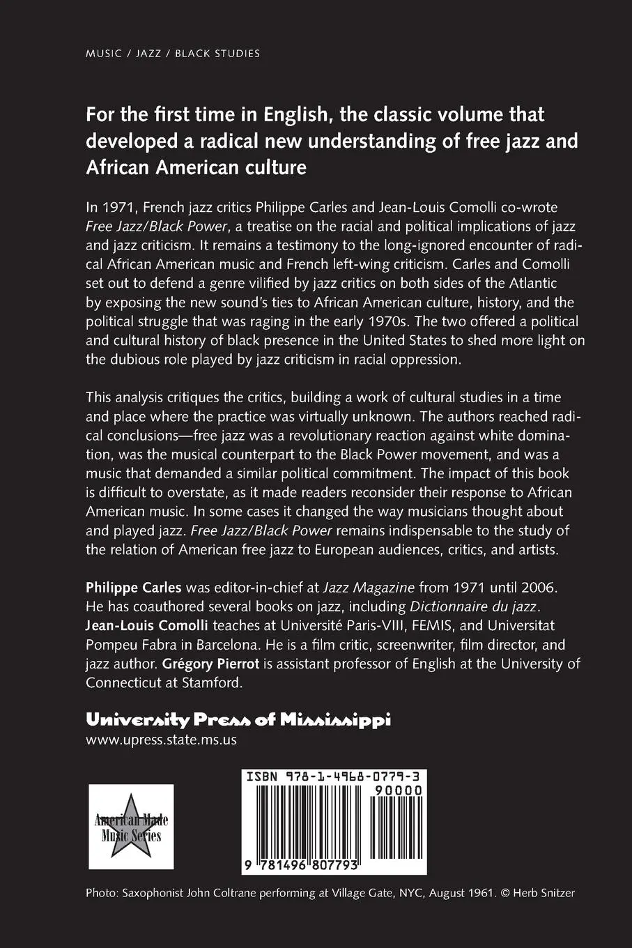 Rückseite: 9781496807793 | Free Jazz/Black Power | Philippe Carles (u. a.) | Taschenbuch | 2016