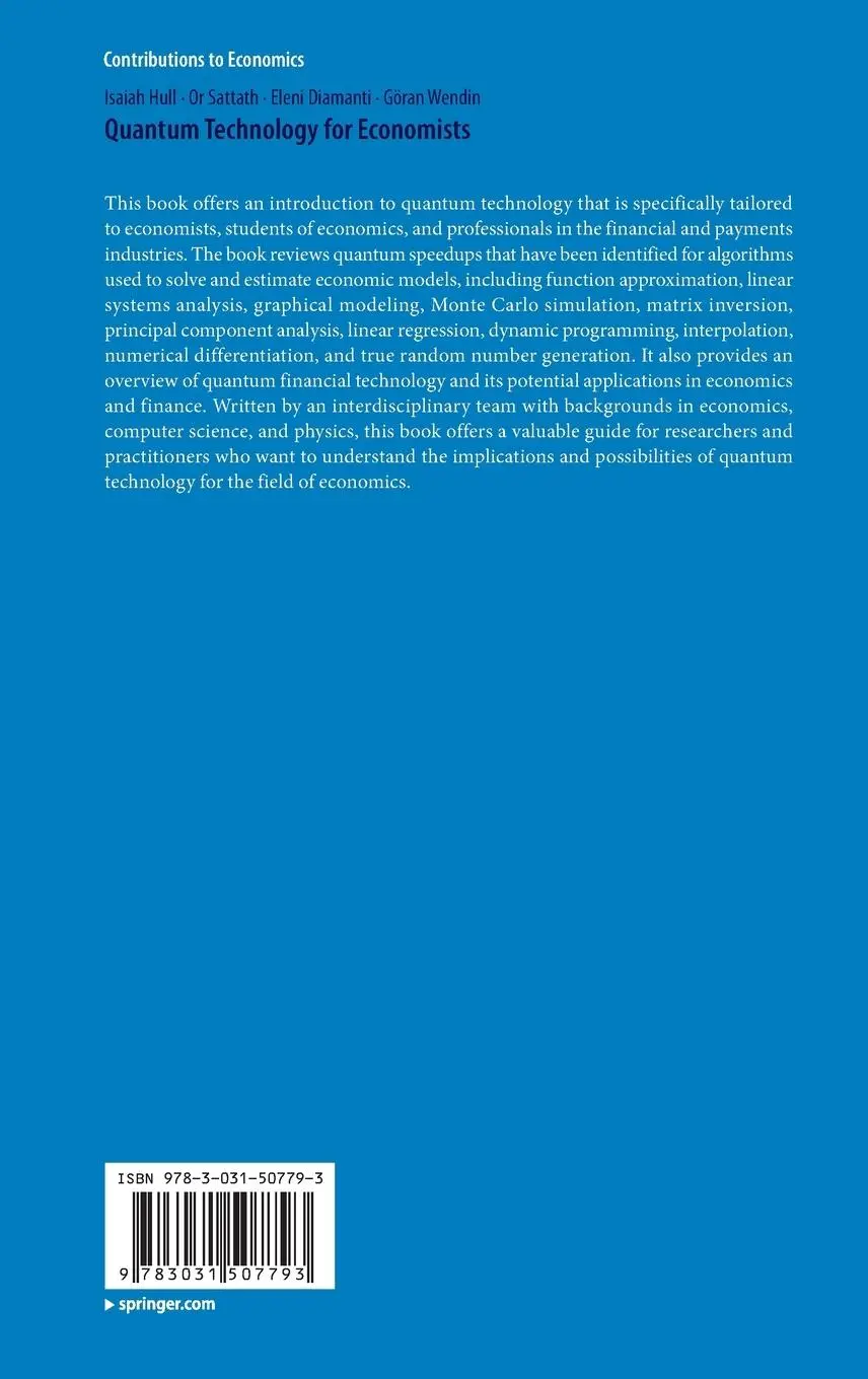 Rückseite: 9783031507793 | Quantum Technology for Economists | Isaiah Hull (u. a.) | Buch | xii
