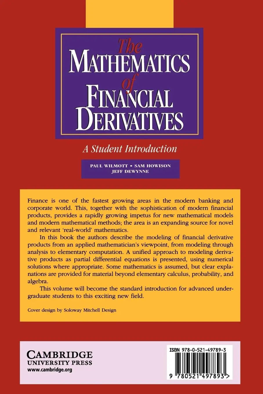 Rückseite: 9780521497893 | The Mathematics of Financial Derivatives | A Student Introduction