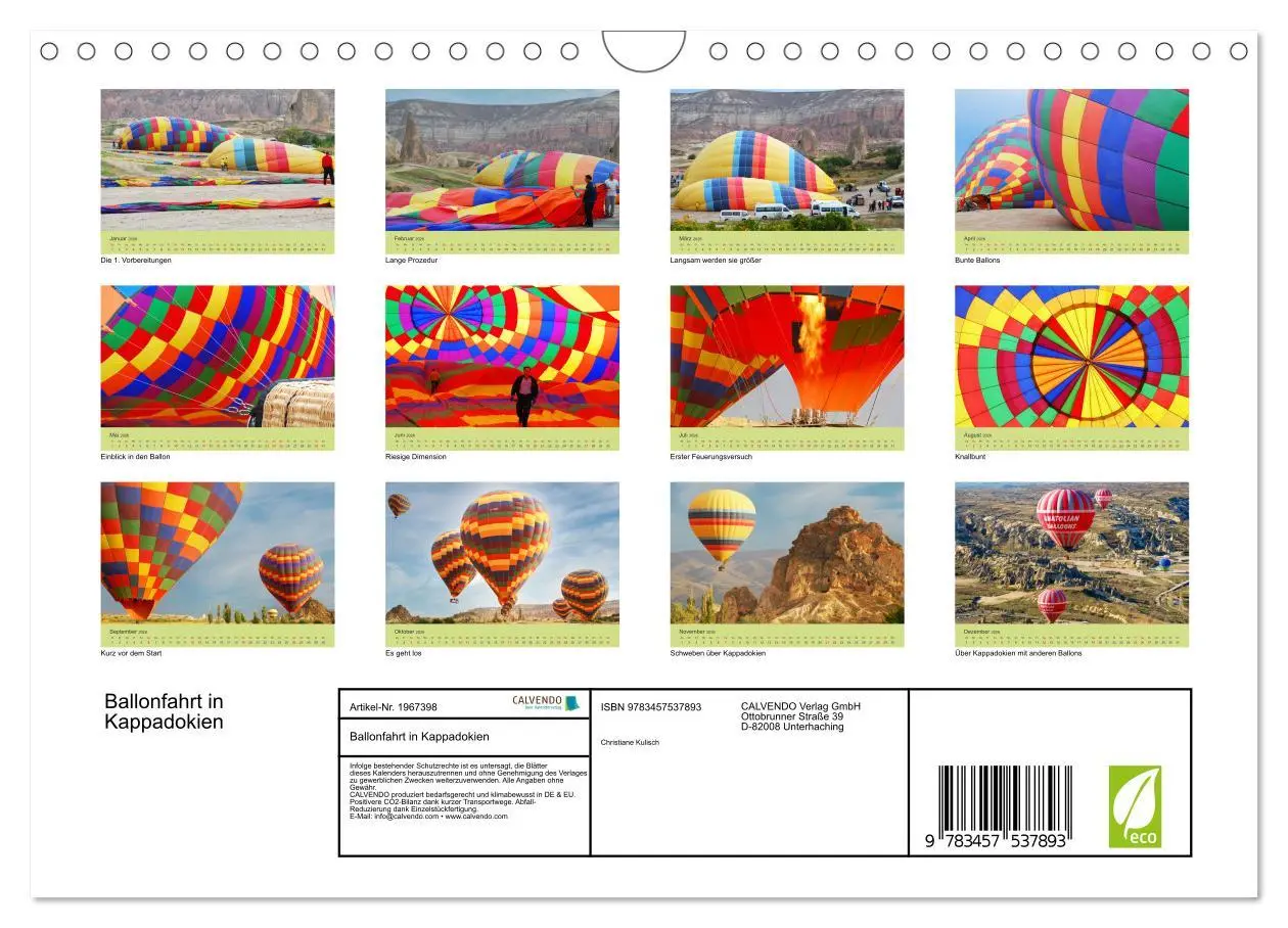 Bild: 9783457537893 | Ballonfahrt in Kappadokien (Wandkalender 2026 DIN A4 quer),...