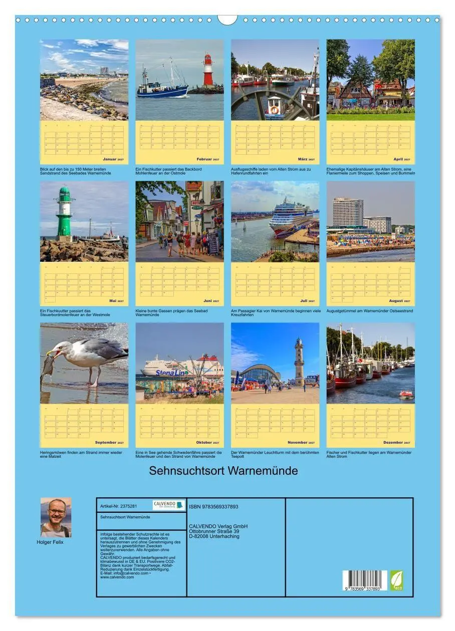 Bild: 9783569337893 | Sehnsuchtsort Warnemünde (Wandkalender 2027 DIN A2 hoch), CALVENDO...