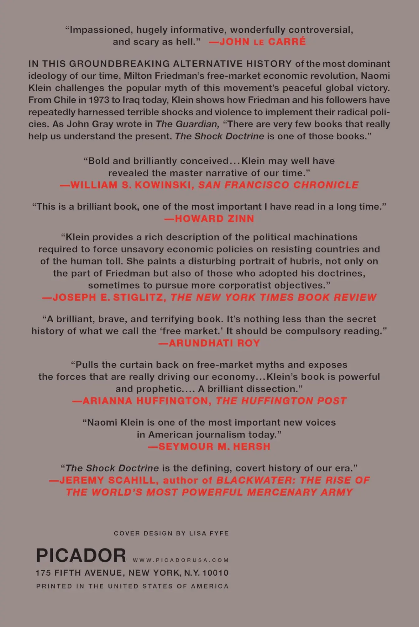 Rückseite: 9780312427993 | The Shock Doctrine | The Rise of Disaster Capitalism | Naomi Klein