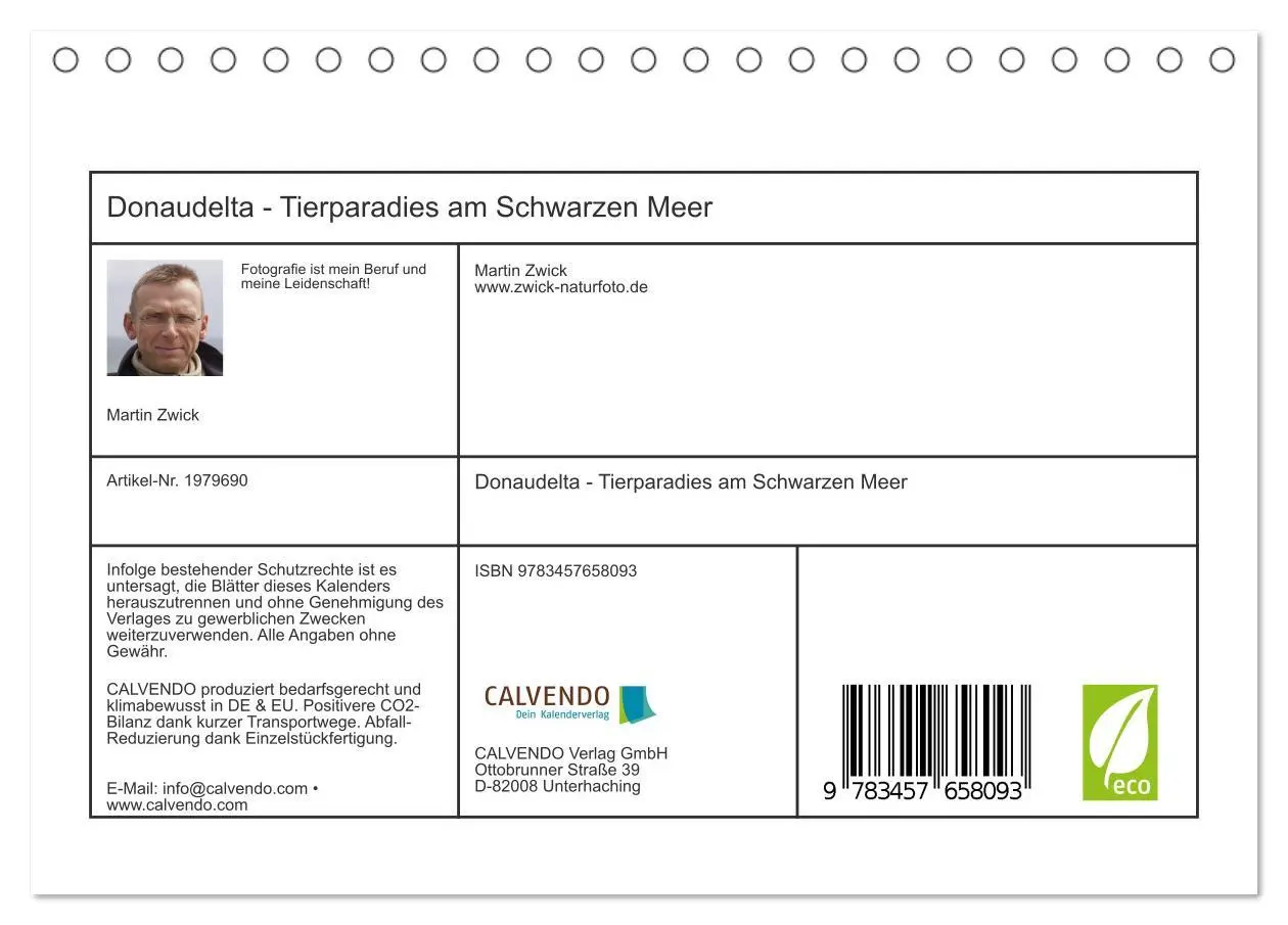 Bild: 9783457658093 | Donaudelta - Tierparadies am Schwarzen Meer (Tischkalender 2026 DIN...