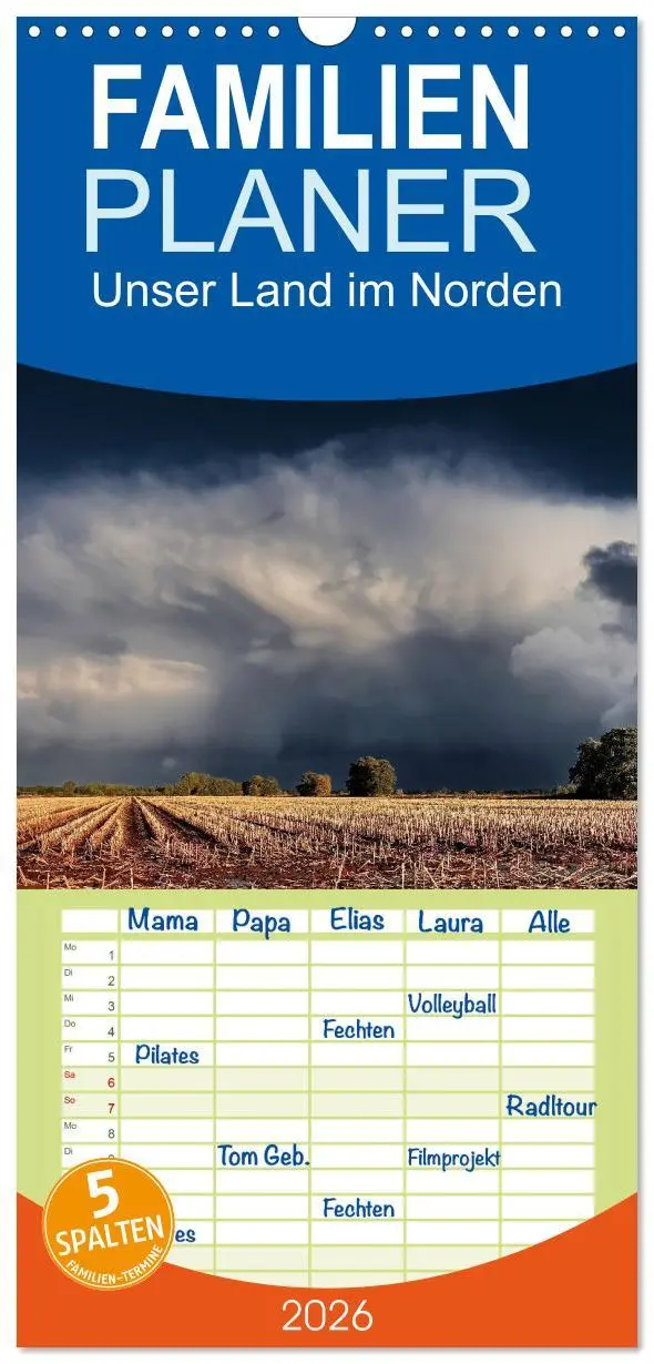Cover: 9783516508093 | Familienplaner 2026 - Unser Land im Norden mit 5 Spalten...