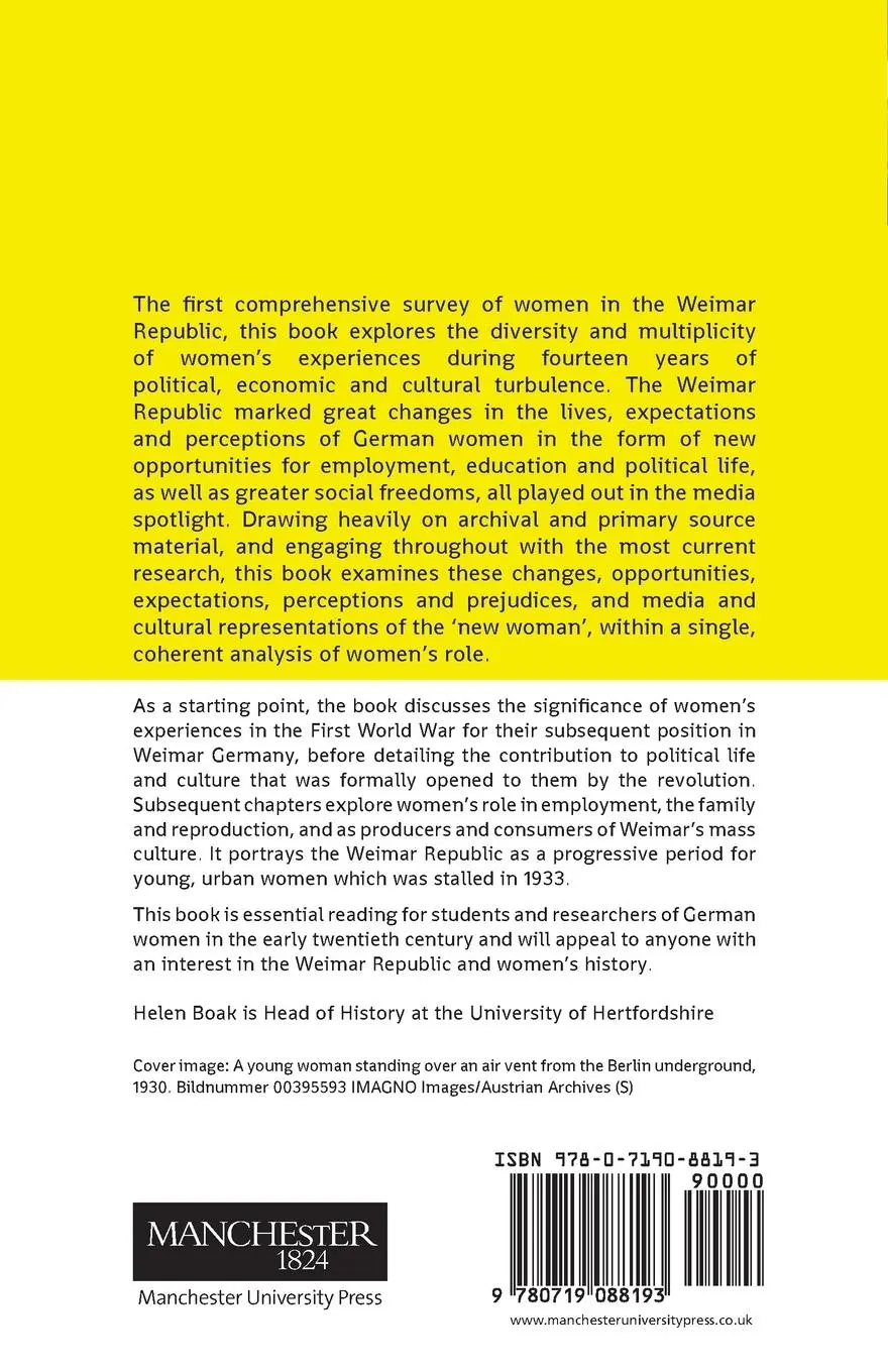 Rückseite: 9780719088193 | Women in the Weimar Republic | Helen Boak | Taschenbuch | Englisch