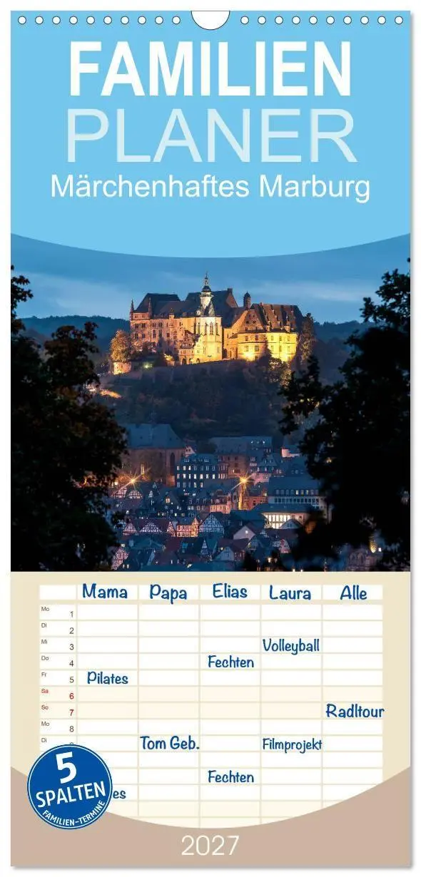 Cover: 9783594338193 | Familienplaner 2027 - Märchenhaftes Marburg mit 5 Spalten...
