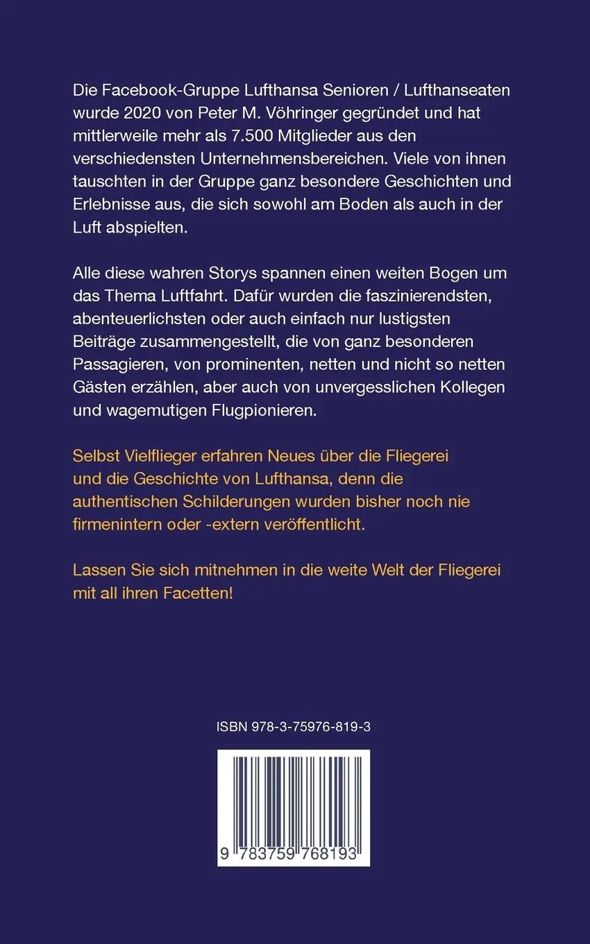 Rückseite: 9783759768193 | Kranichblüten | Anekdoten und Erinnerungen von Lufthanseaten | Buch