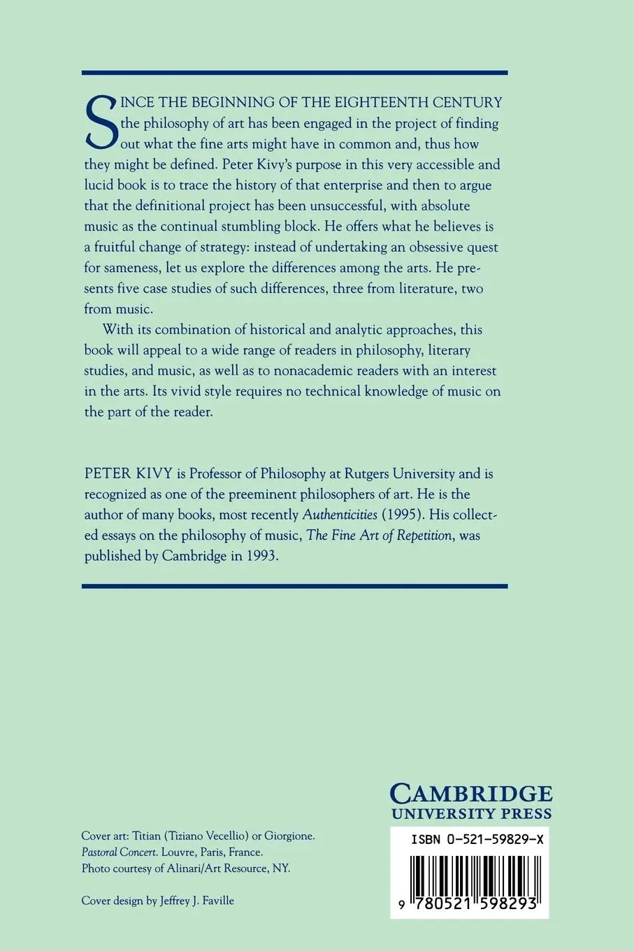 Rückseite: 9780521598293 | Philosophies of Arts | An Essay in Differences | Peter Kivy | Buch