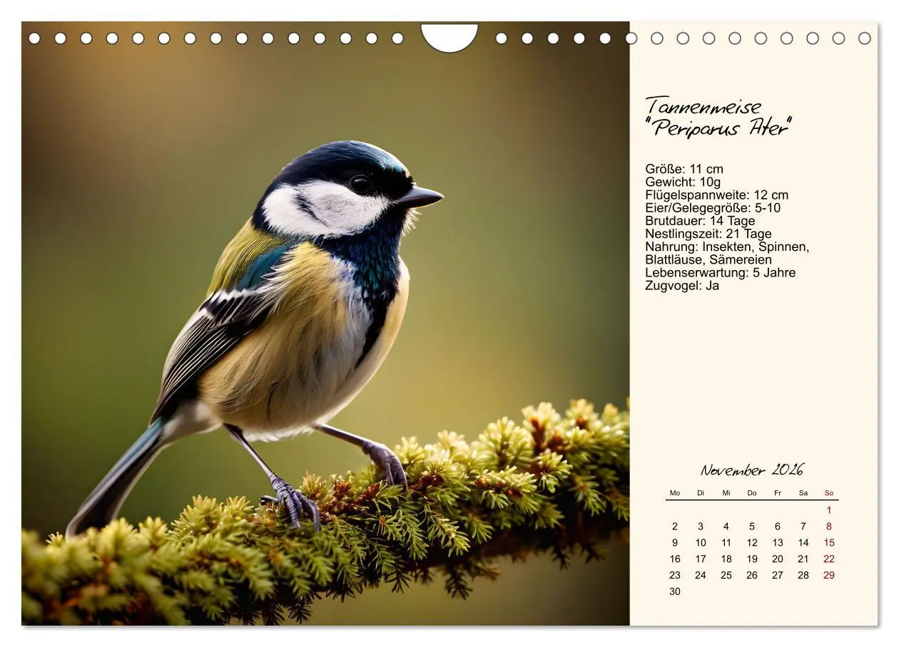Bild: 9783457258293 | Meisen richtig erkennen (Wandkalender 2026 DIN A4 quer), CALVENDO...
