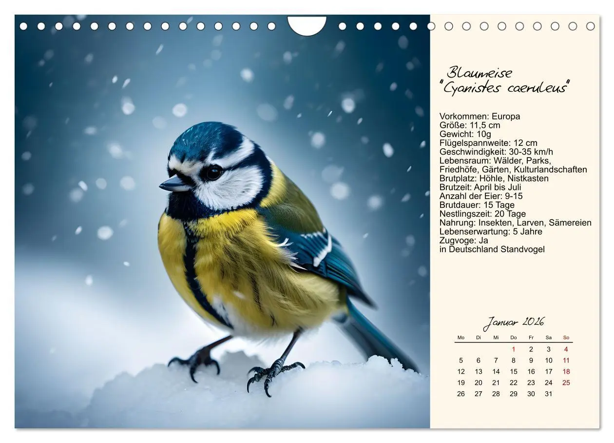 Bild: 9783457258293 | Meisen richtig erkennen (Wandkalender 2026 DIN A4 quer), CALVENDO...
