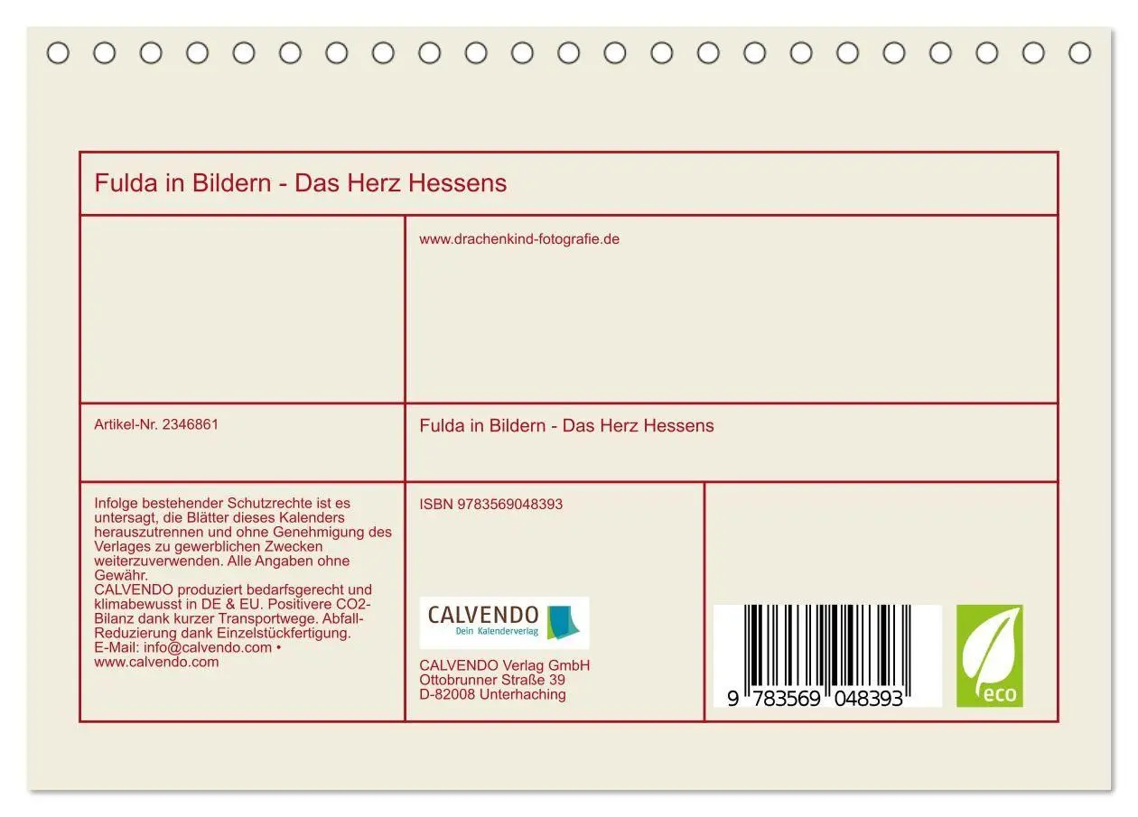 Bild: 9783569048393 | Fulda in Bildern - Das Herz Hessens (Tischkalender 2027 DIN A5...