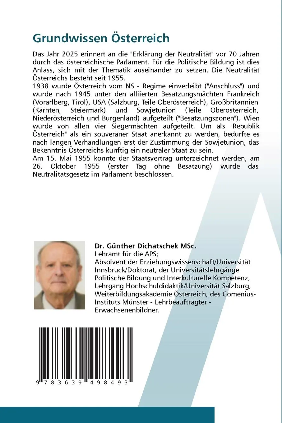 Rückseite: 9783639498493 | Grundwissen Österreich | Günther Dichatschek | Taschenbuch | 132 S.