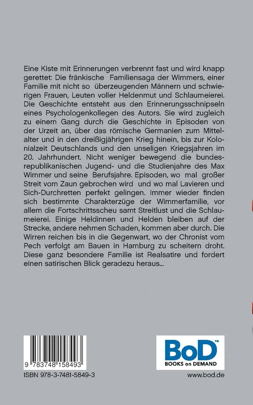 Rückseite: 9783748158493 | Eine unheilige Familie | Die Geschichte der Wimmers | Lothar Wittmann