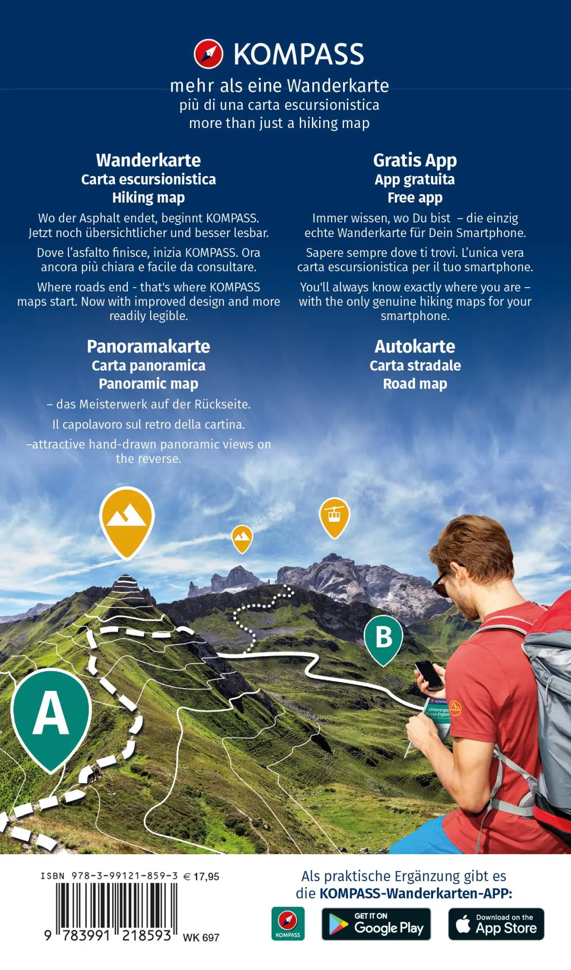 Rückseite: 9783991218593 | KOMPASS Wanderkarten-Set 697 Gardasee und Umgebung - Lake Garda and...