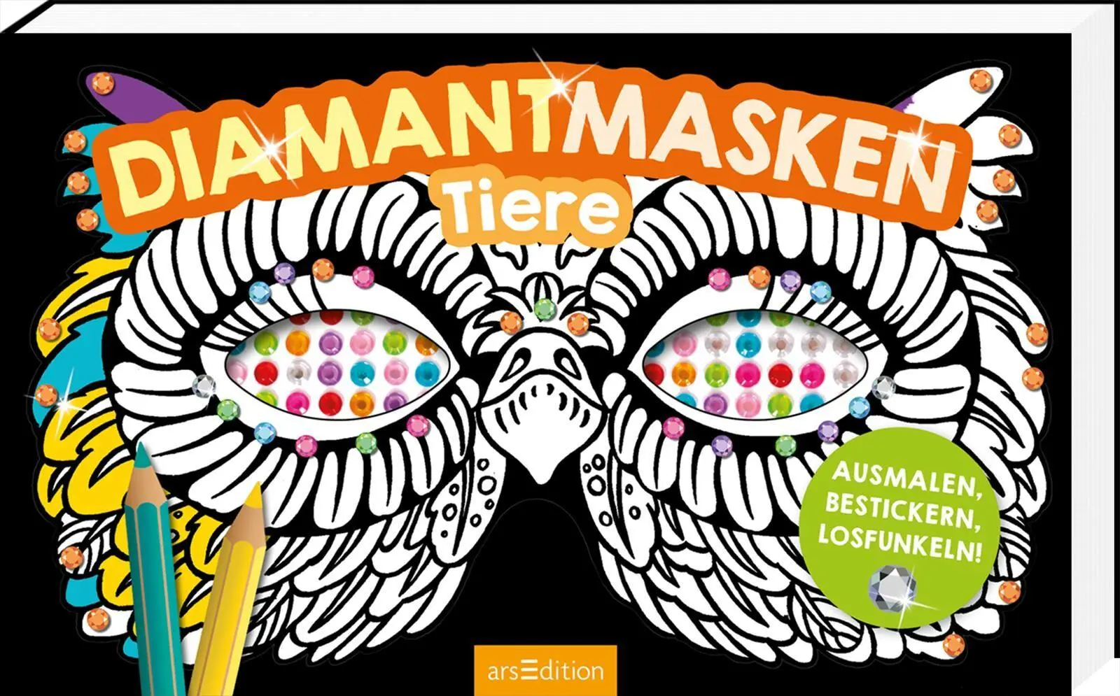 Cover: 4014489138693 | Diamantmasken - Tiere | Ausmalen, bestickern, losfunkeln! | Buch