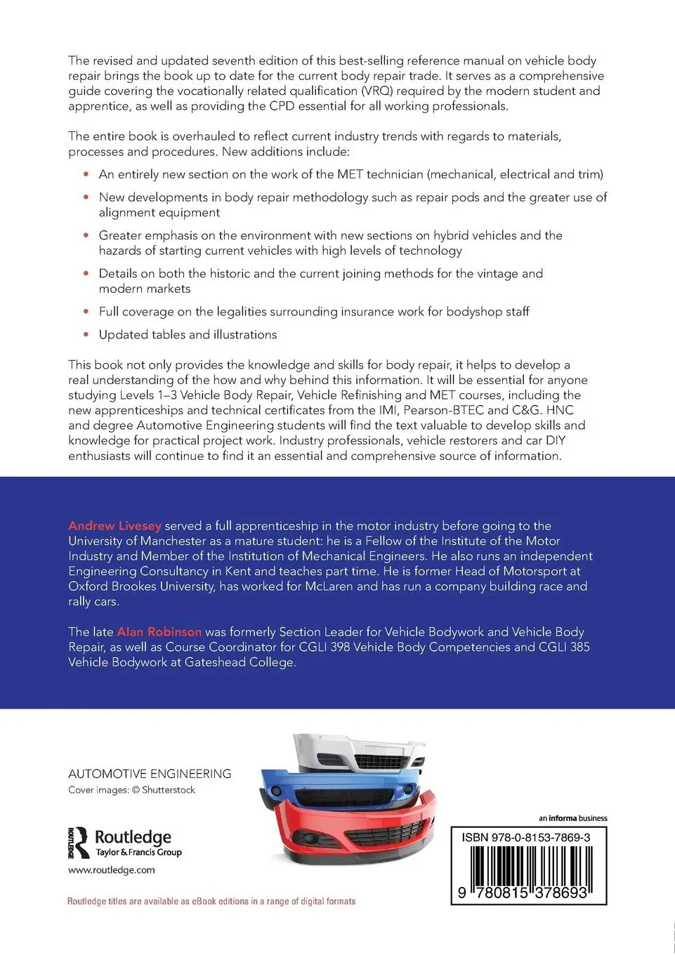 Rückseite: 9780815378693 | The Repair of Vehicle Bodies | Andrew Livesey | Taschenbuch | Englisch