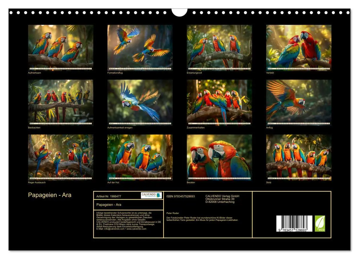Bild: 9783457528693 | Papageien - Ara (Wandkalender 2026 DIN A3 quer), CALVENDO...