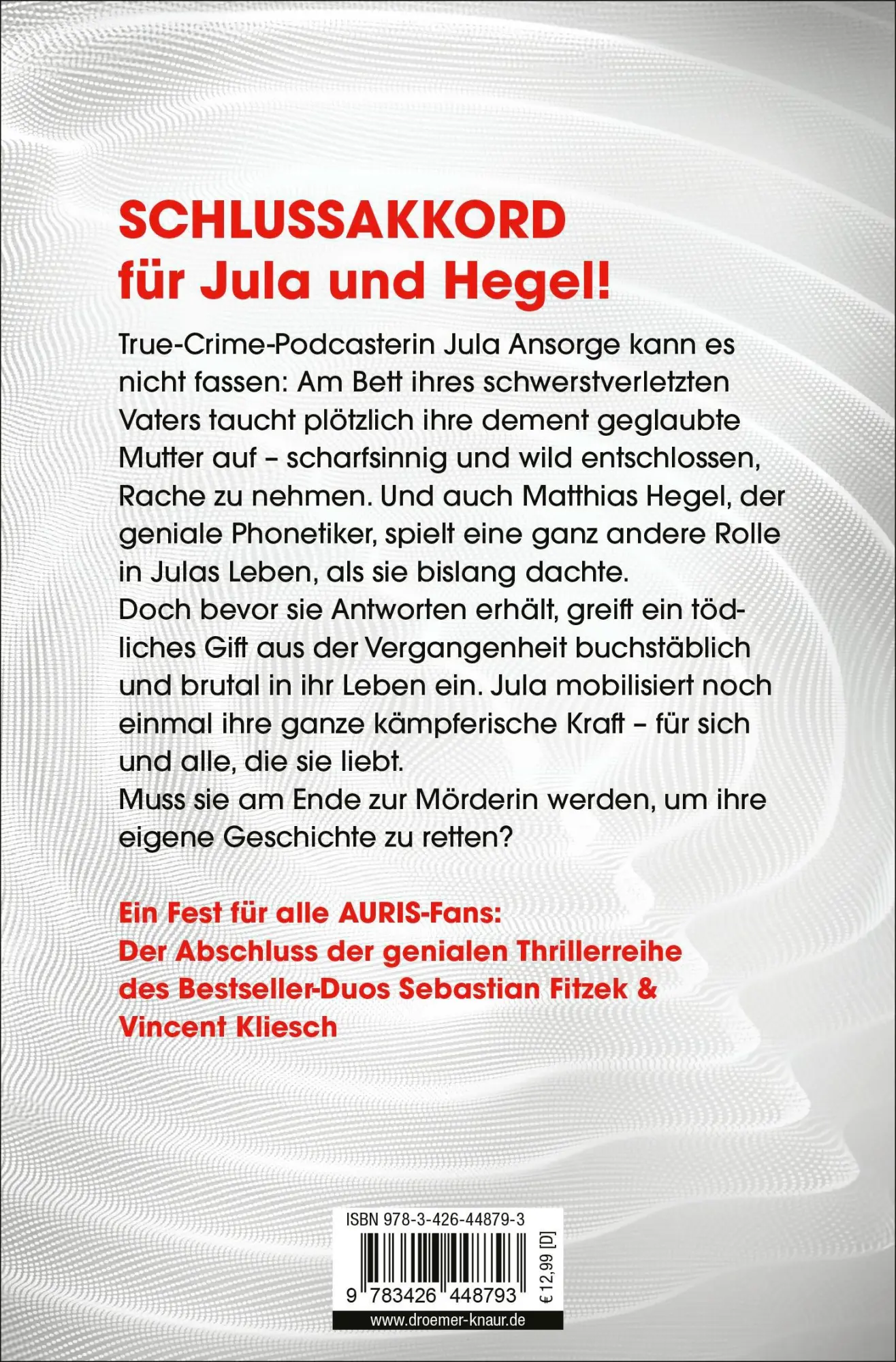 Rückseite: 9783426448793 | Auris. Puls der Angst | Nach einer Idee von Sebastian Fitzek | Kliesch