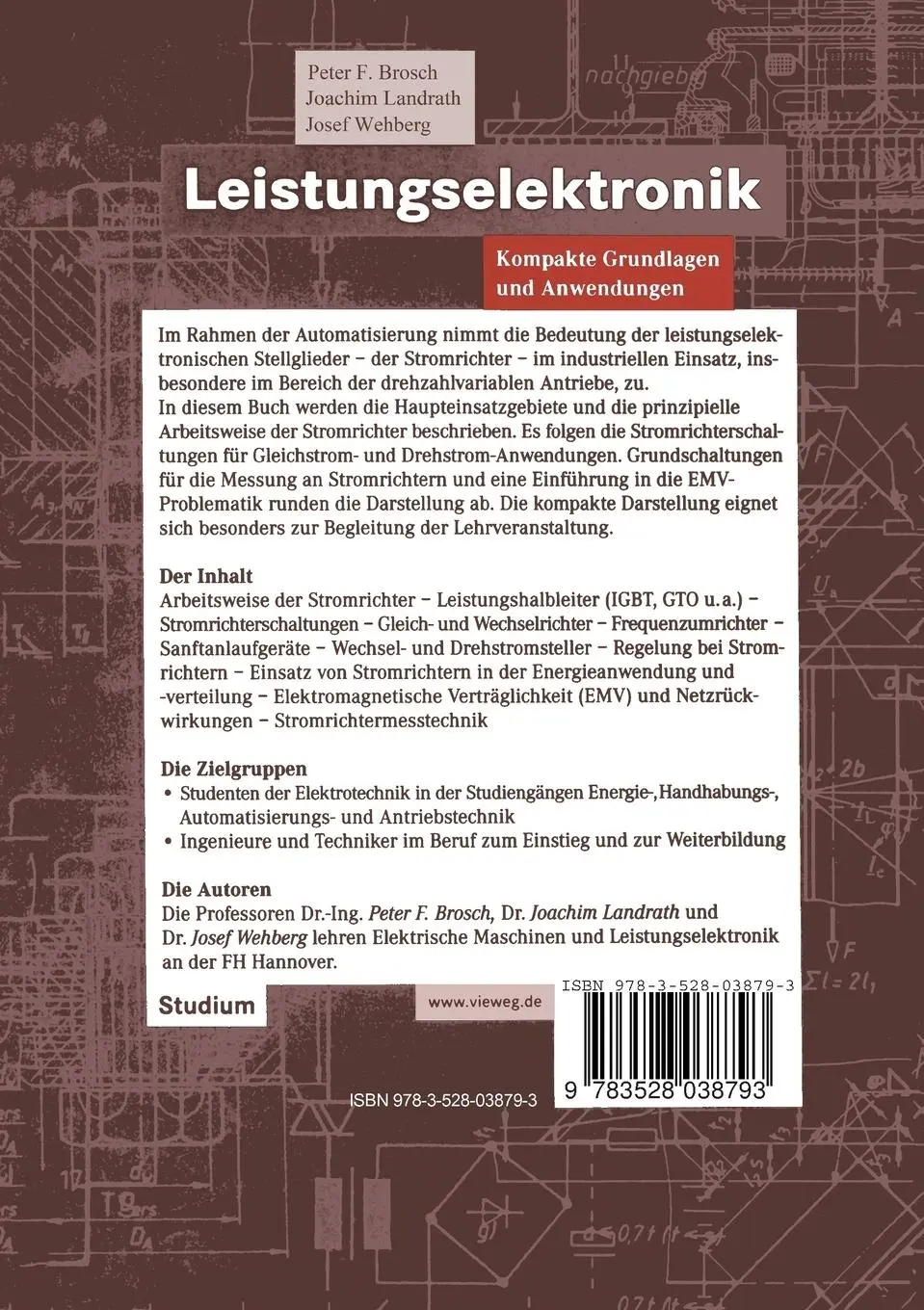 Rückseite: 9783528038793 | Leistungselektronik | Kompakte Grundlagen und Anwendungen | Buch | x