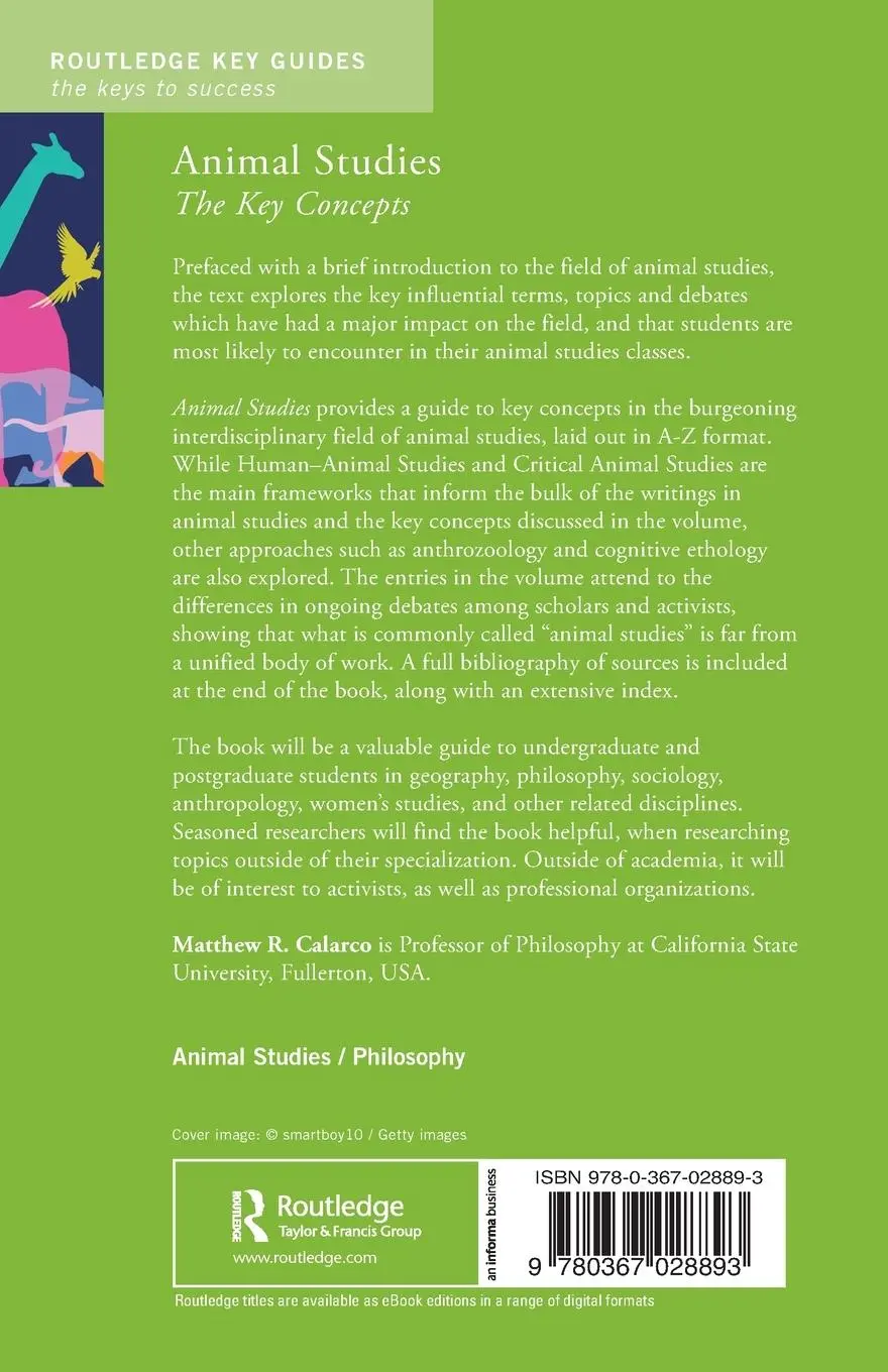 Rückseite: 9780367028893 | Animal Studies | The Key Concepts | Matthew R. Calarco | Taschenbuch