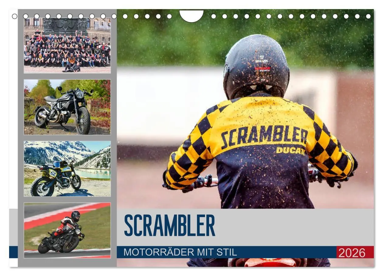 Cover: 9783457748893 | Scrambler Motorräder mit Stil (Wandkalender 2026 DIN A4 quer),...