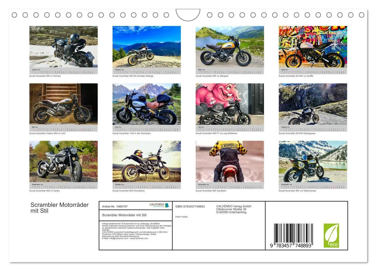 Bild: 9783457748893 | Scrambler Motorräder mit Stil (Wandkalender 2026 DIN A4 quer),...