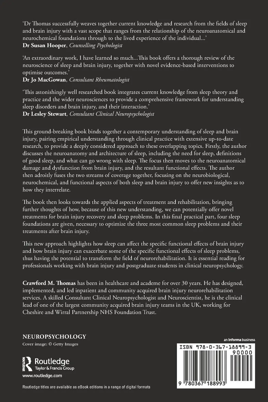 Rückseite: 9780367188993 | Sleep and Brain Injury | Crawford M. Thomas | Taschenbuch | Englisch